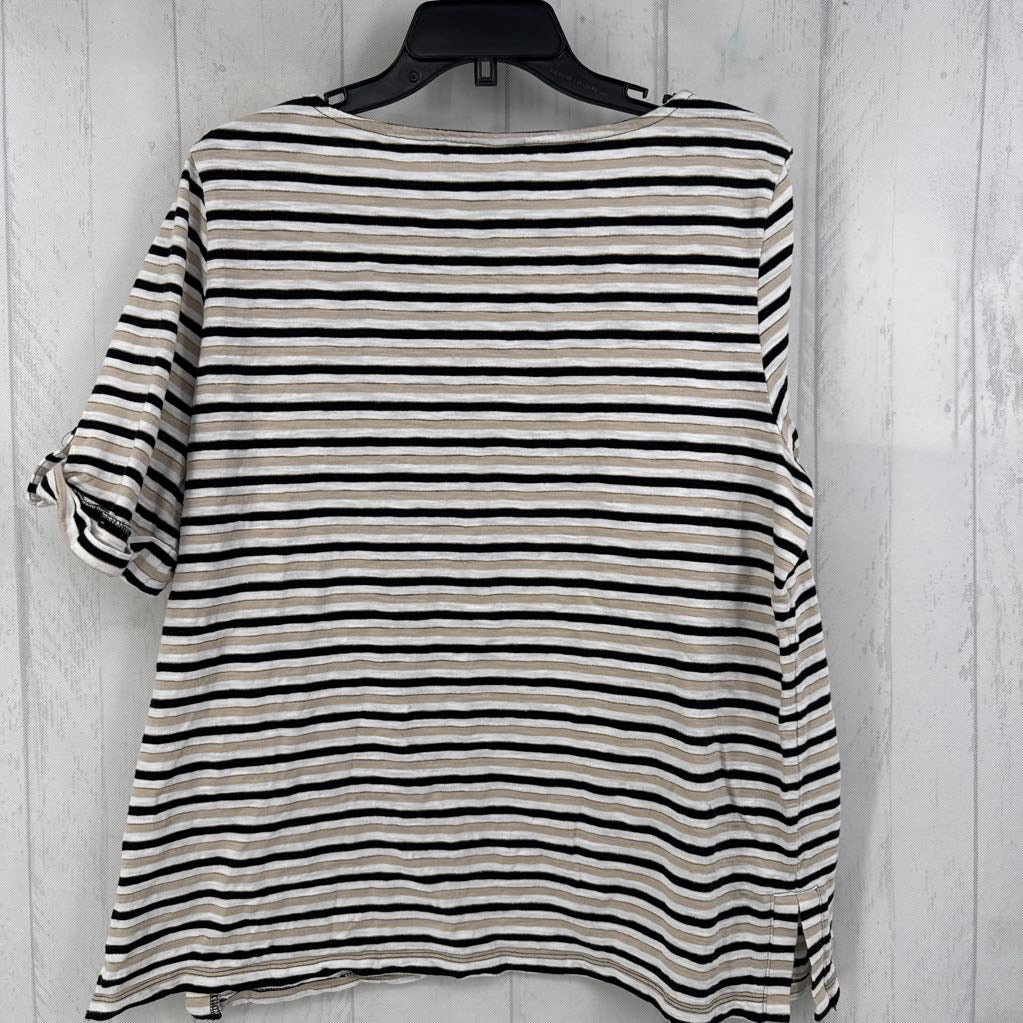 XL cuff s/s stripe top