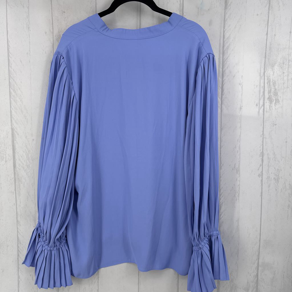 L pleated slv half button top