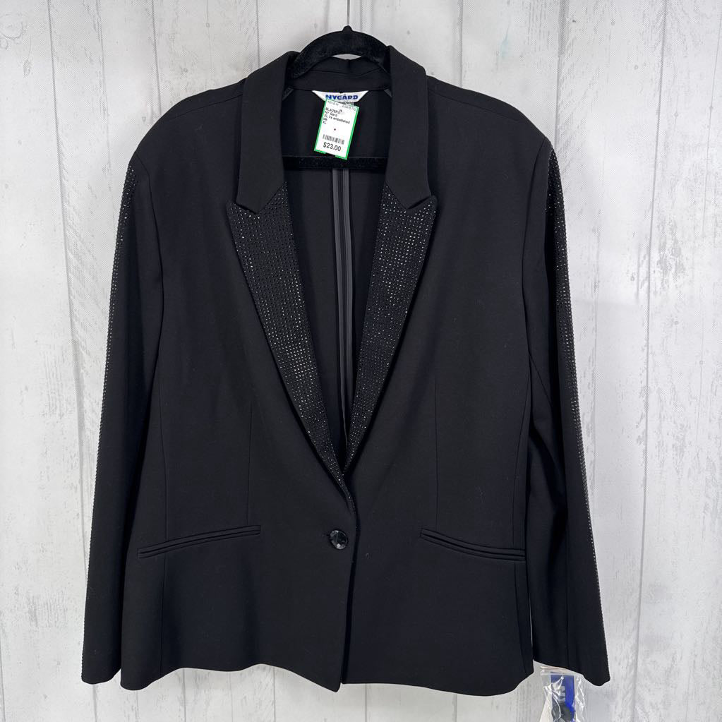 XL l/s embellished button blazer