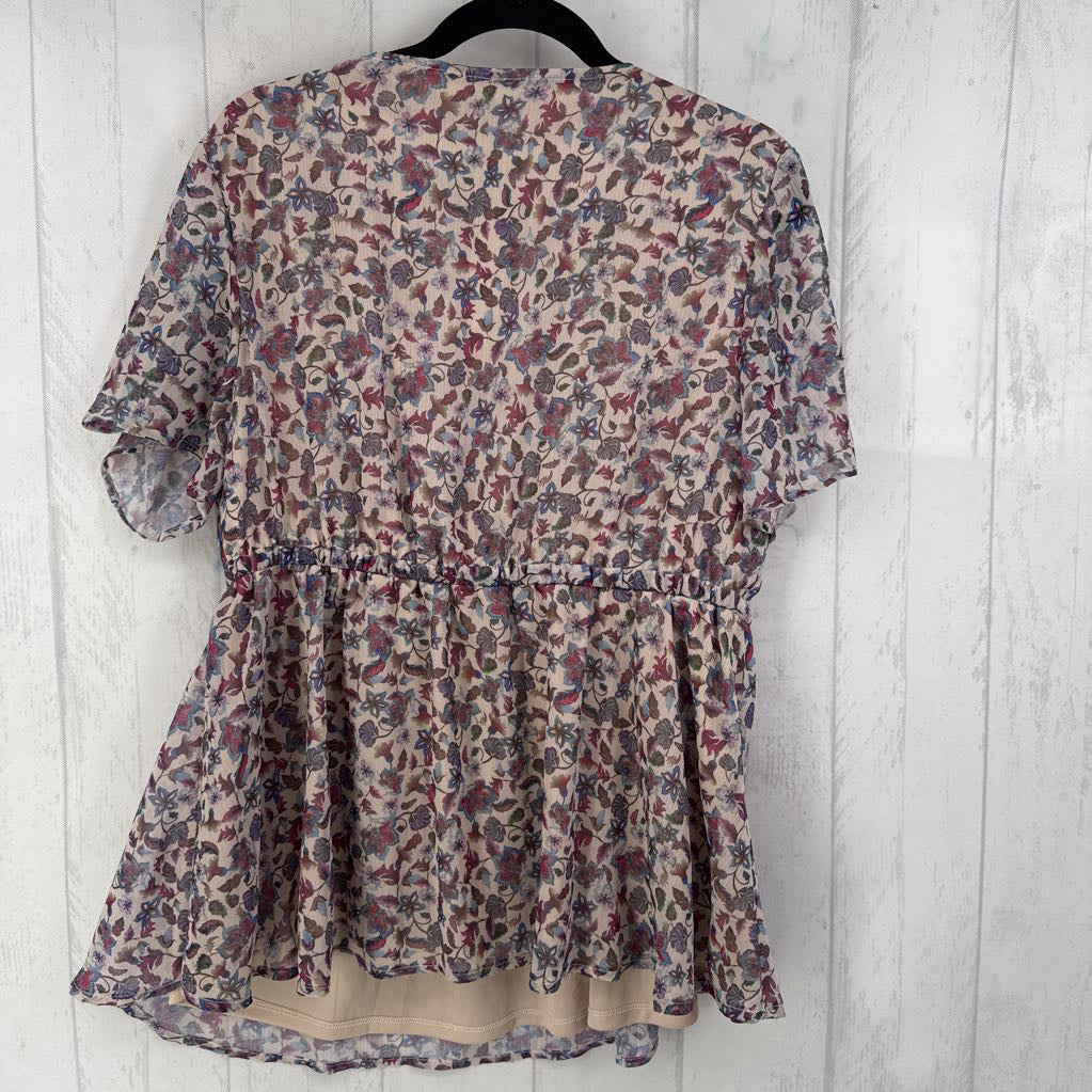 1 s/s floral wrap top