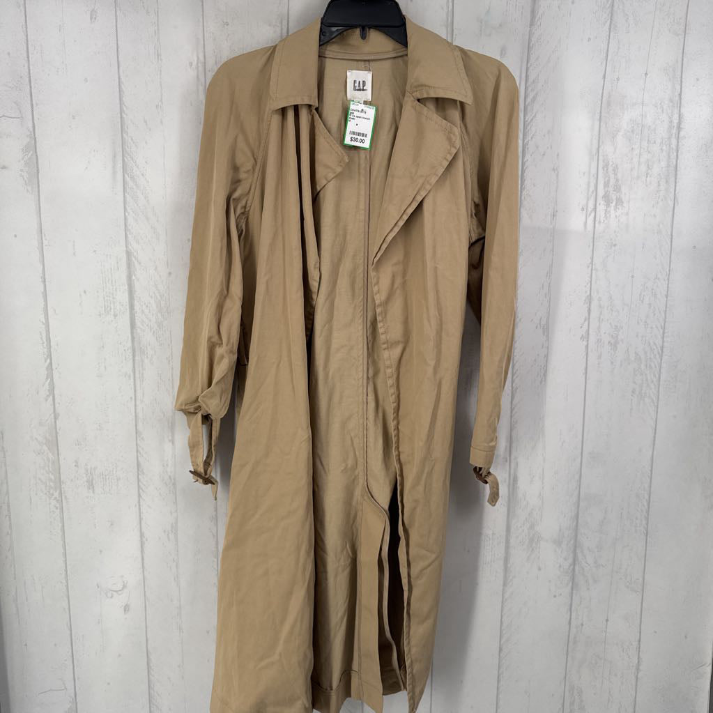 M l/s open trench coat w/ belt