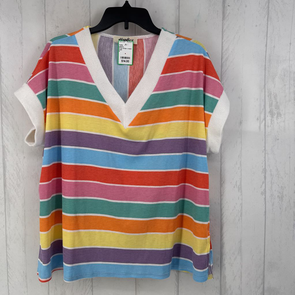 S s/s stripe v-neck top
