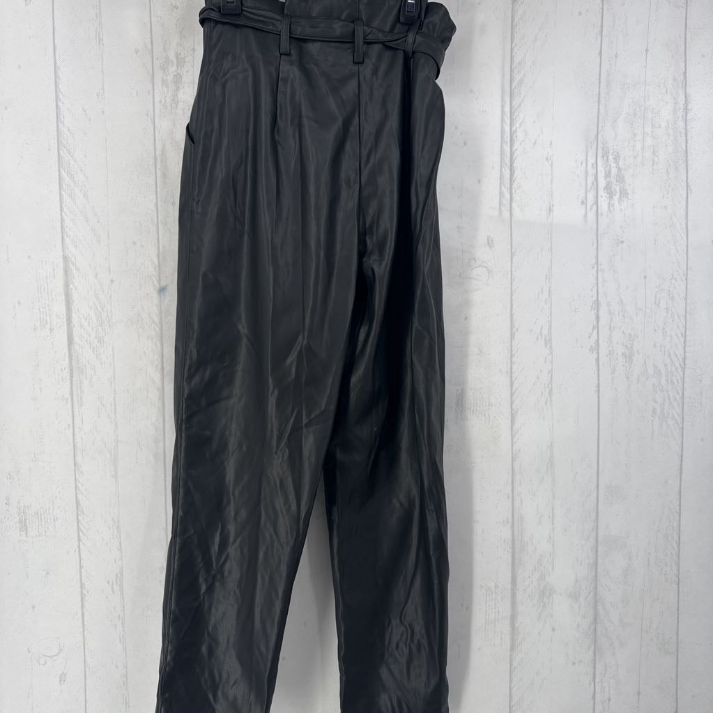 8 faux leather pants w/ belt