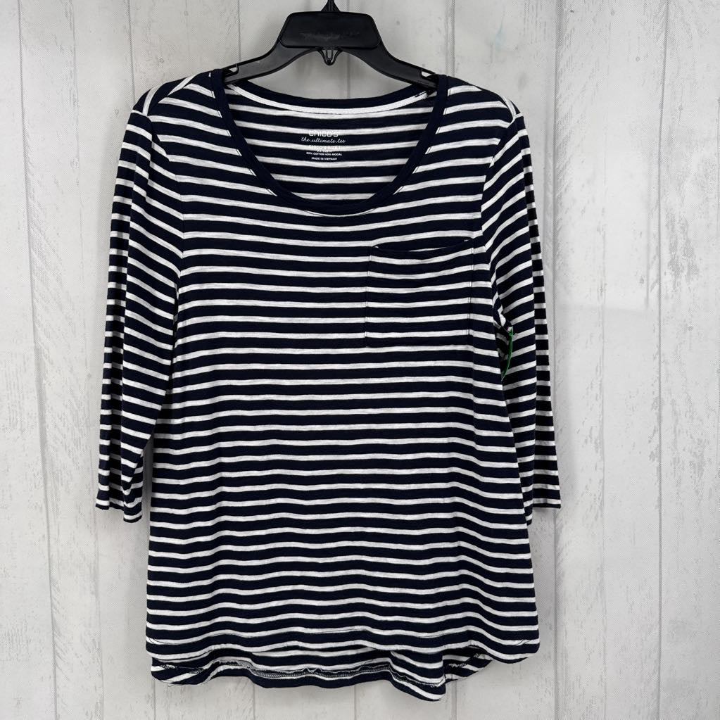 M 3/4 slv scoop neck top