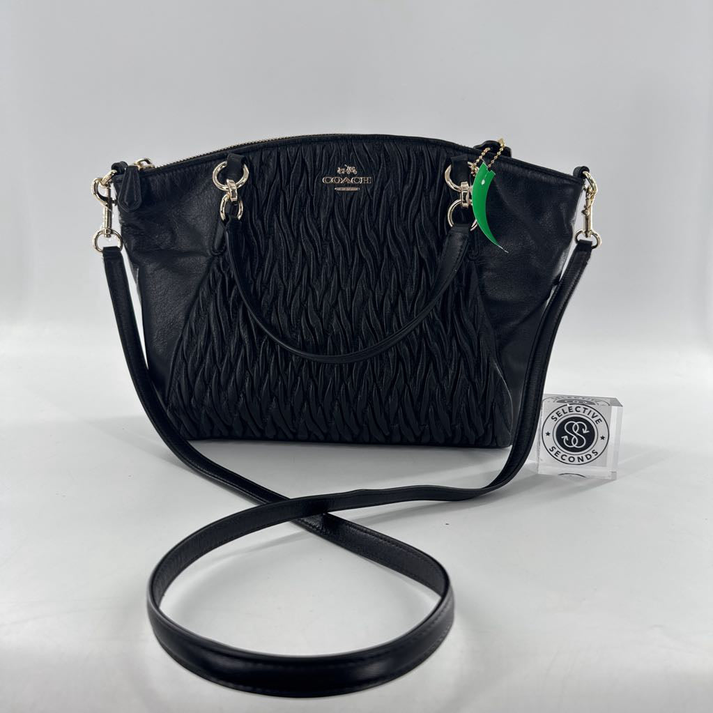 R450 zip top gathered twist satchel