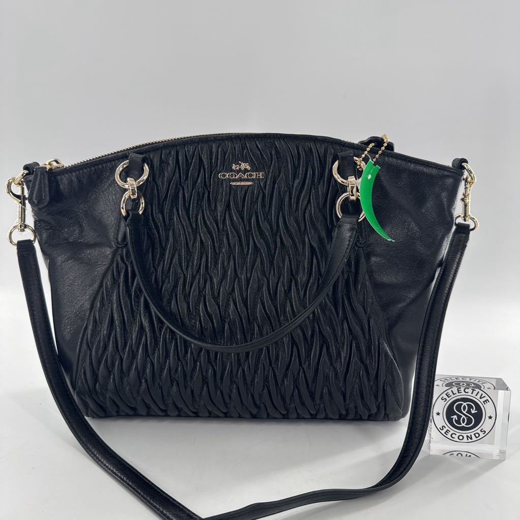 R450 zip top gathered twist satchel