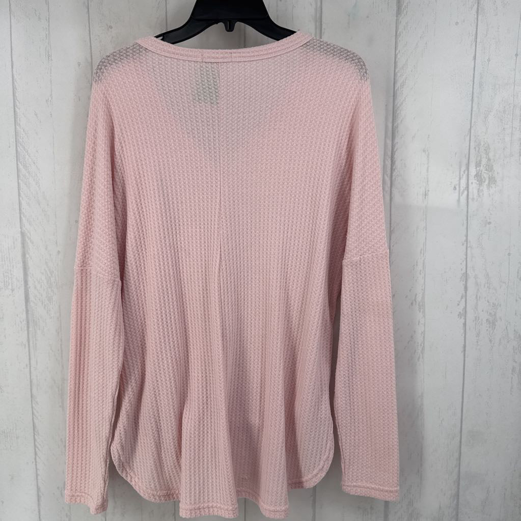 S l/s waffle button knotted top