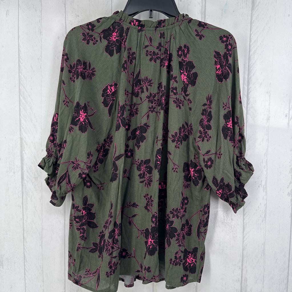 XL s/s flower print button shirt