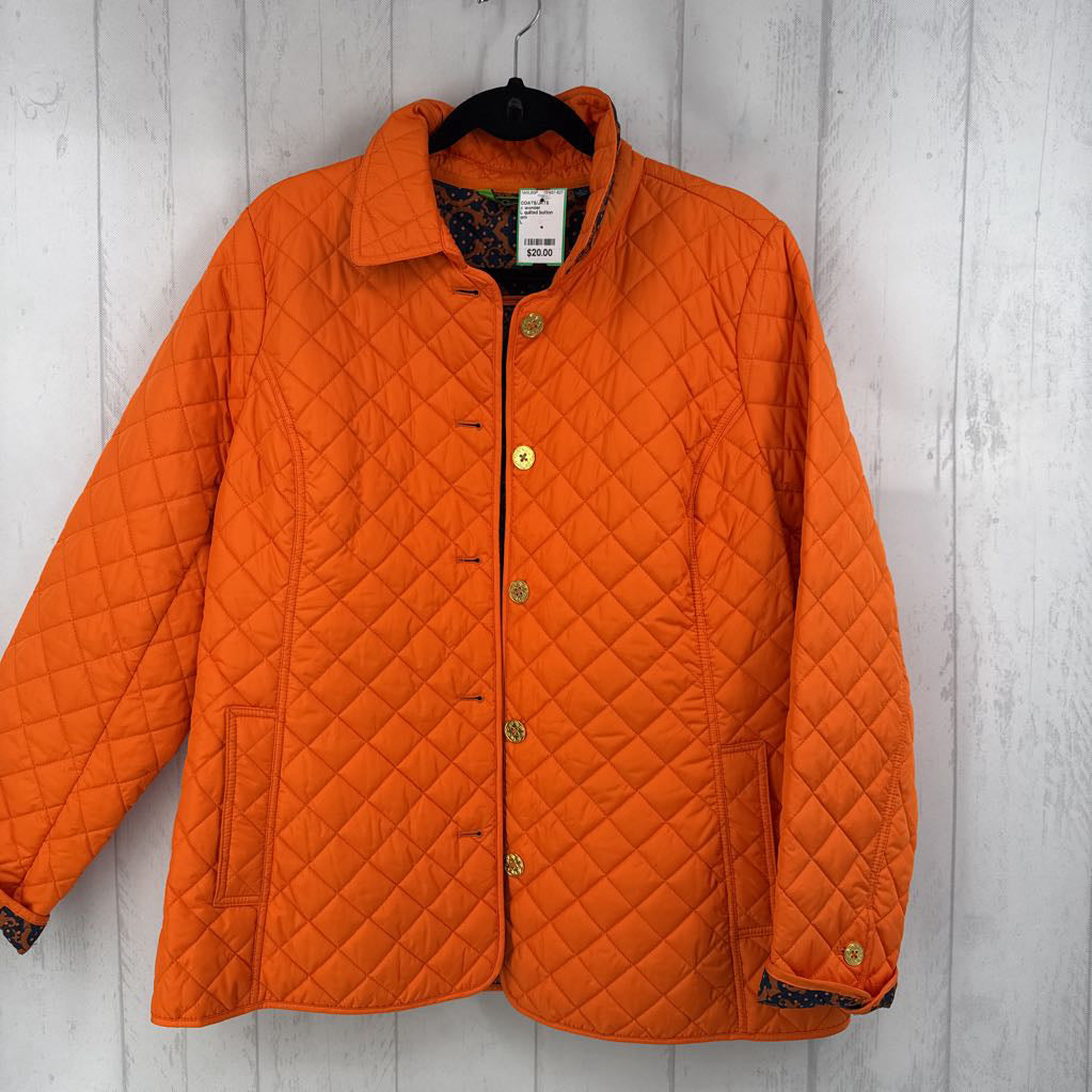 L quilted button coat