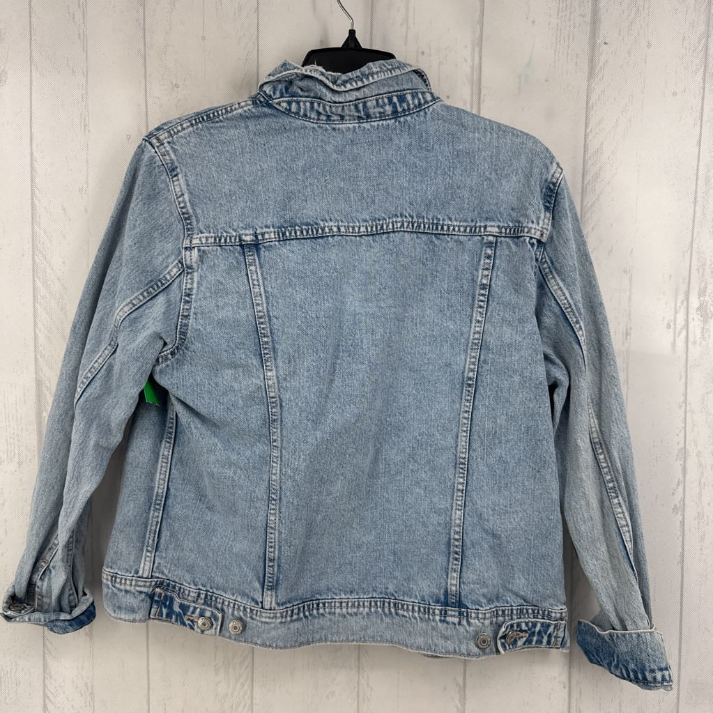 L distressed jean button jacket