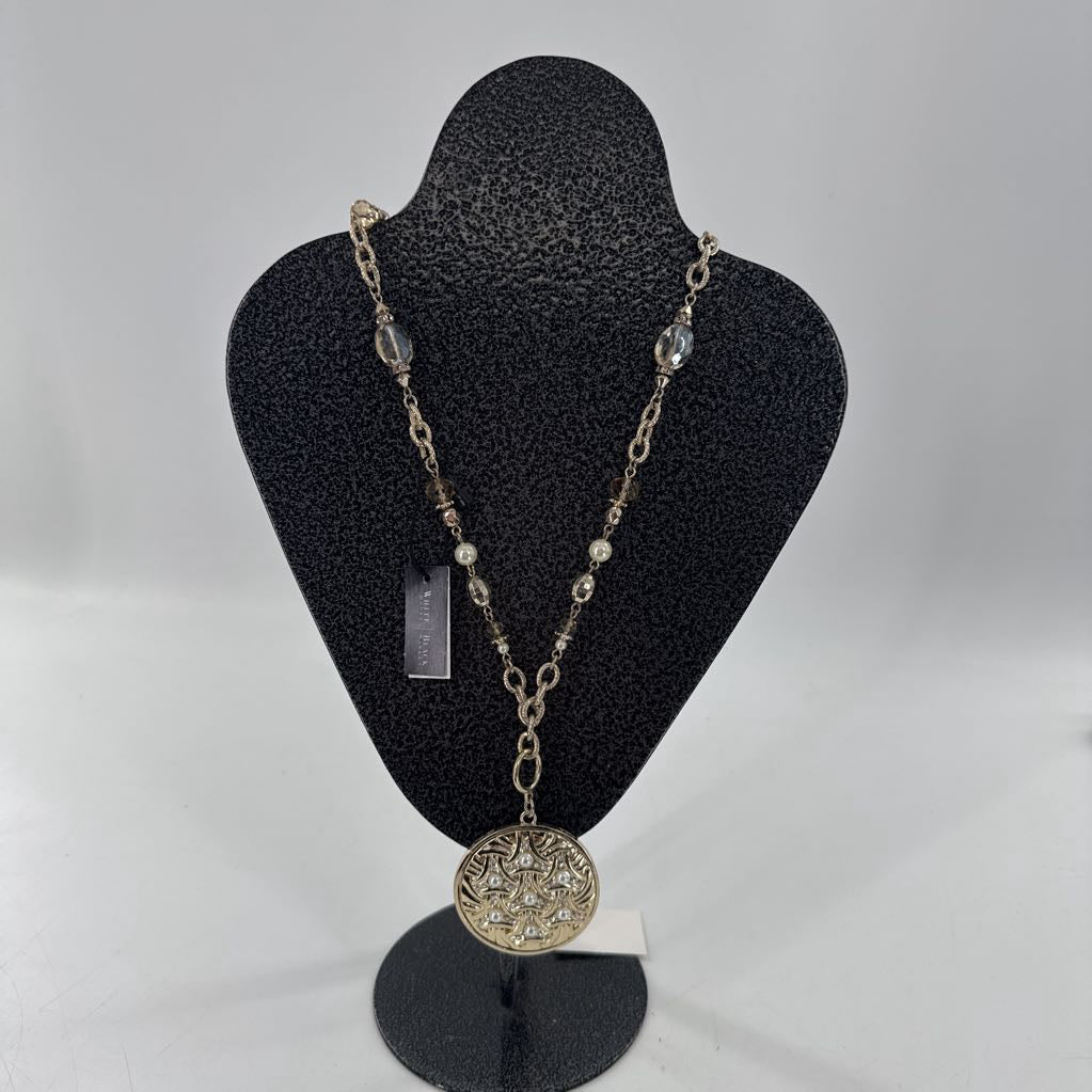 R50 23" gold tone medallion necklace