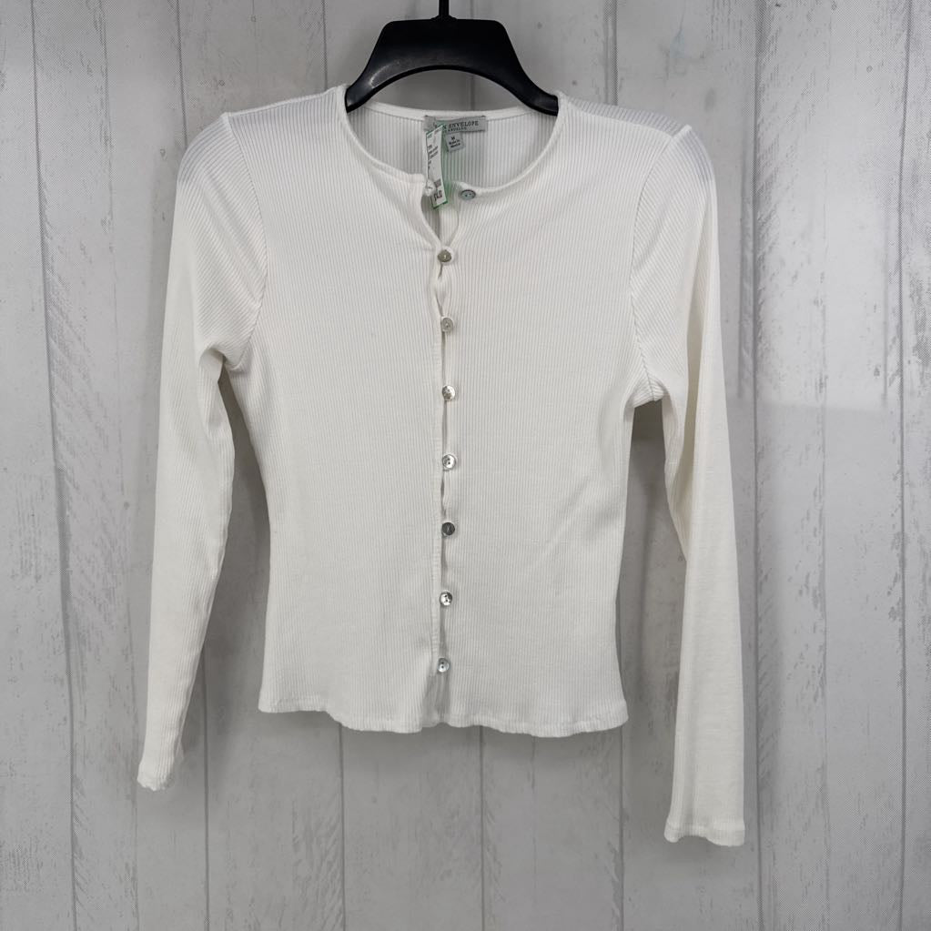 M ribbed button down l/s top