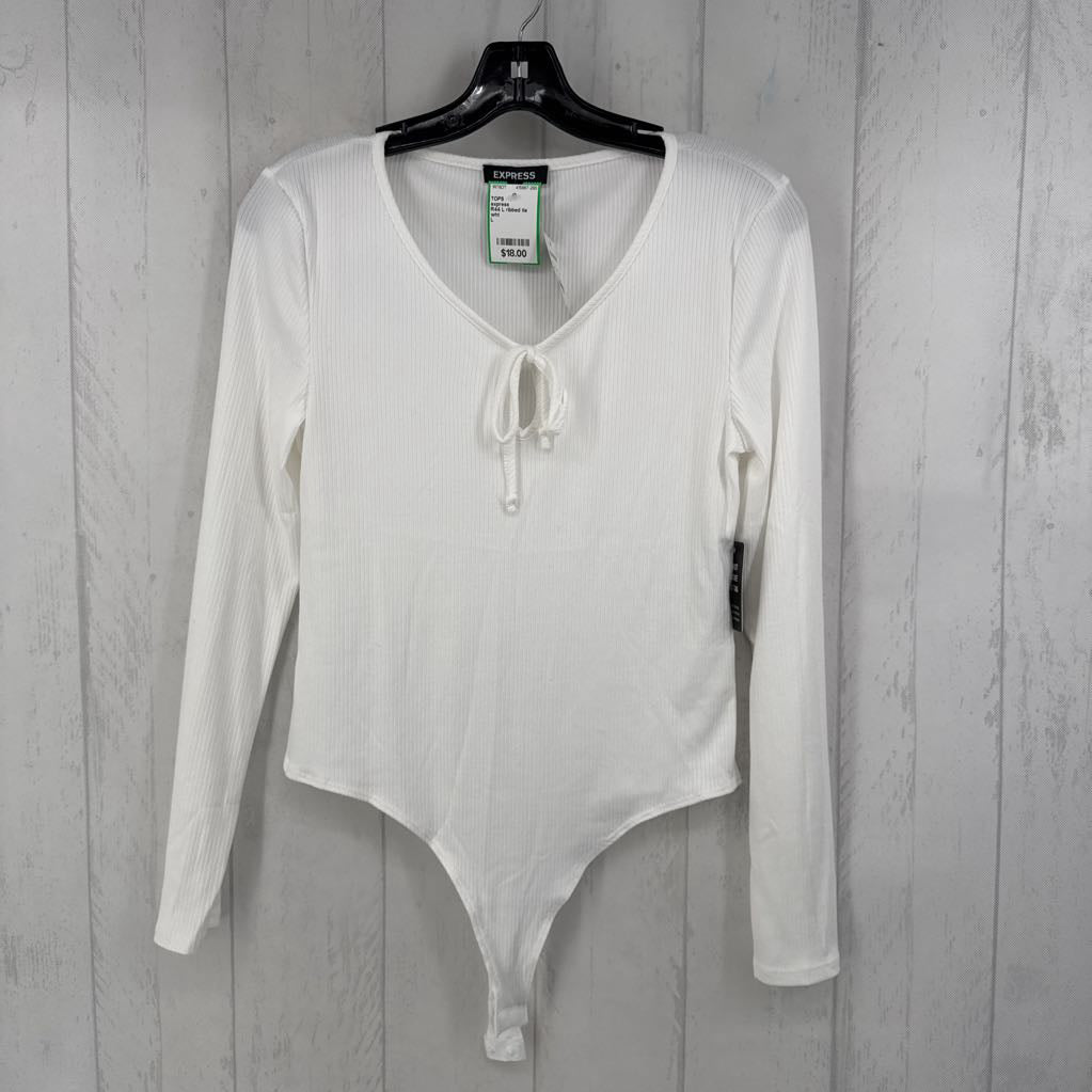 R44 L ribbed tie front l/s bodysuit