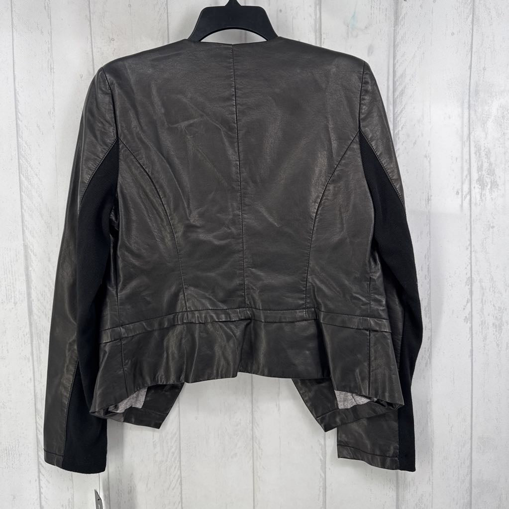 R180 M faux leather open jacket