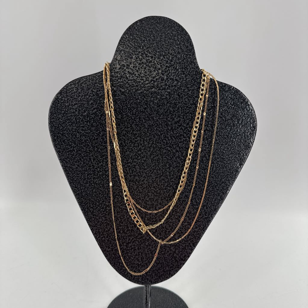 11" gold tone muti strand necklace
