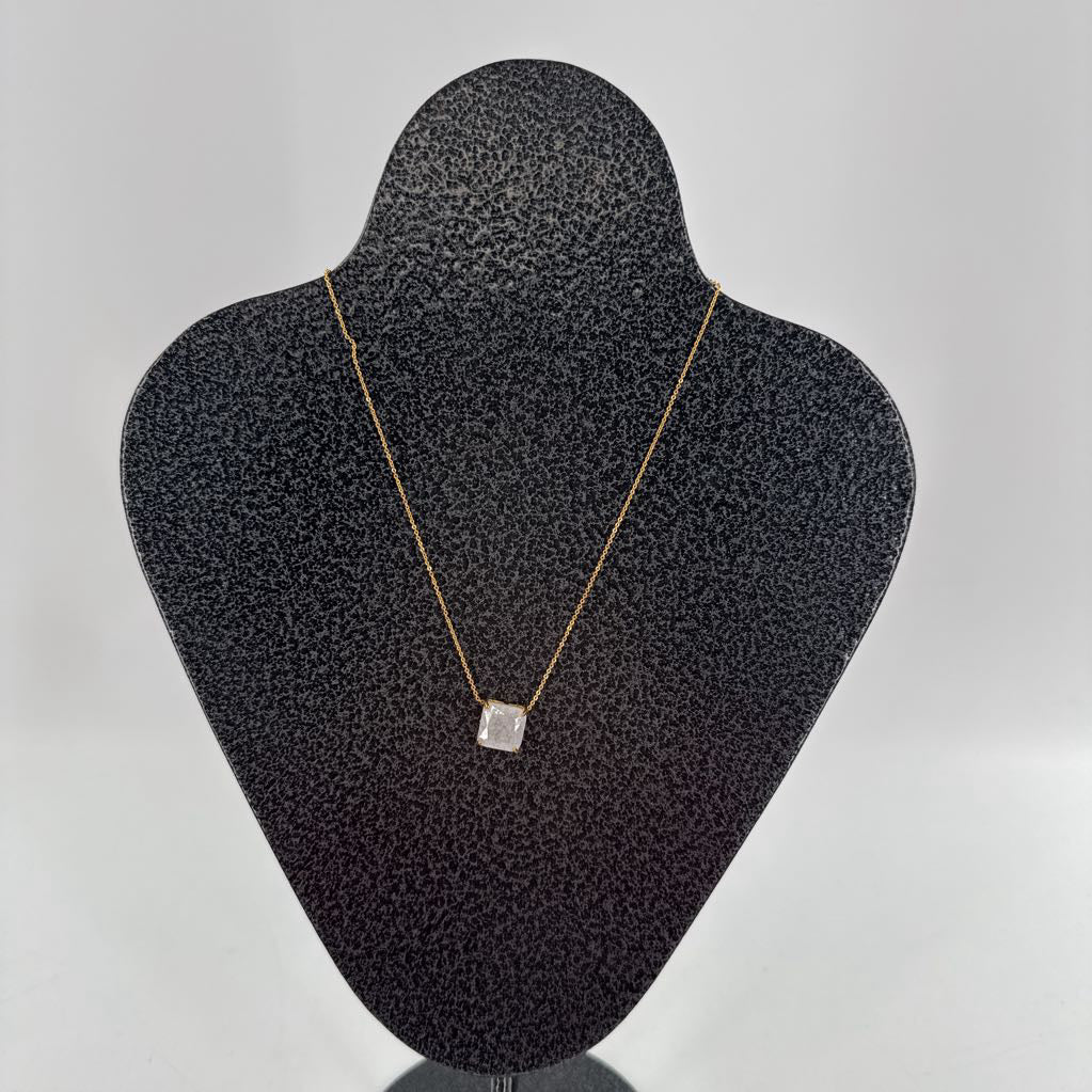 10" clear square stone pendant necklace