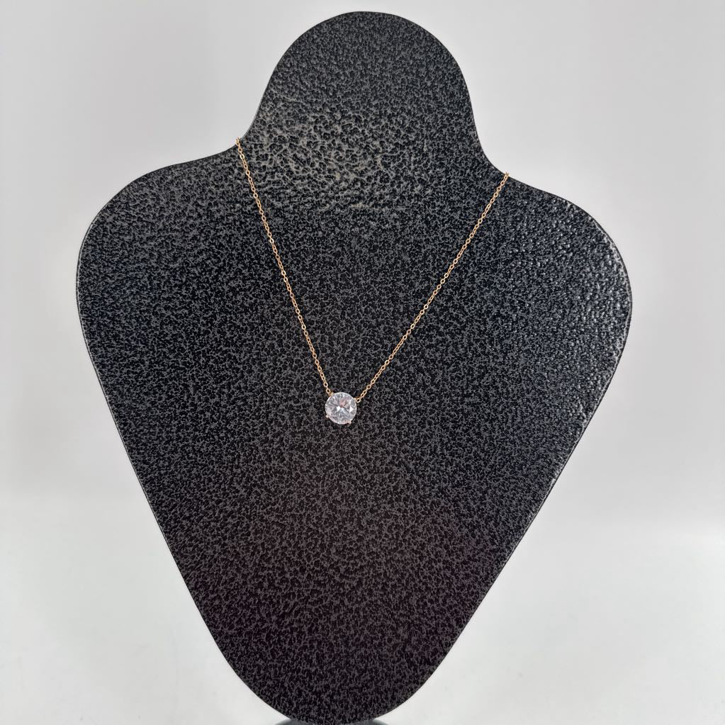 8" goldtone clear round stone necklace