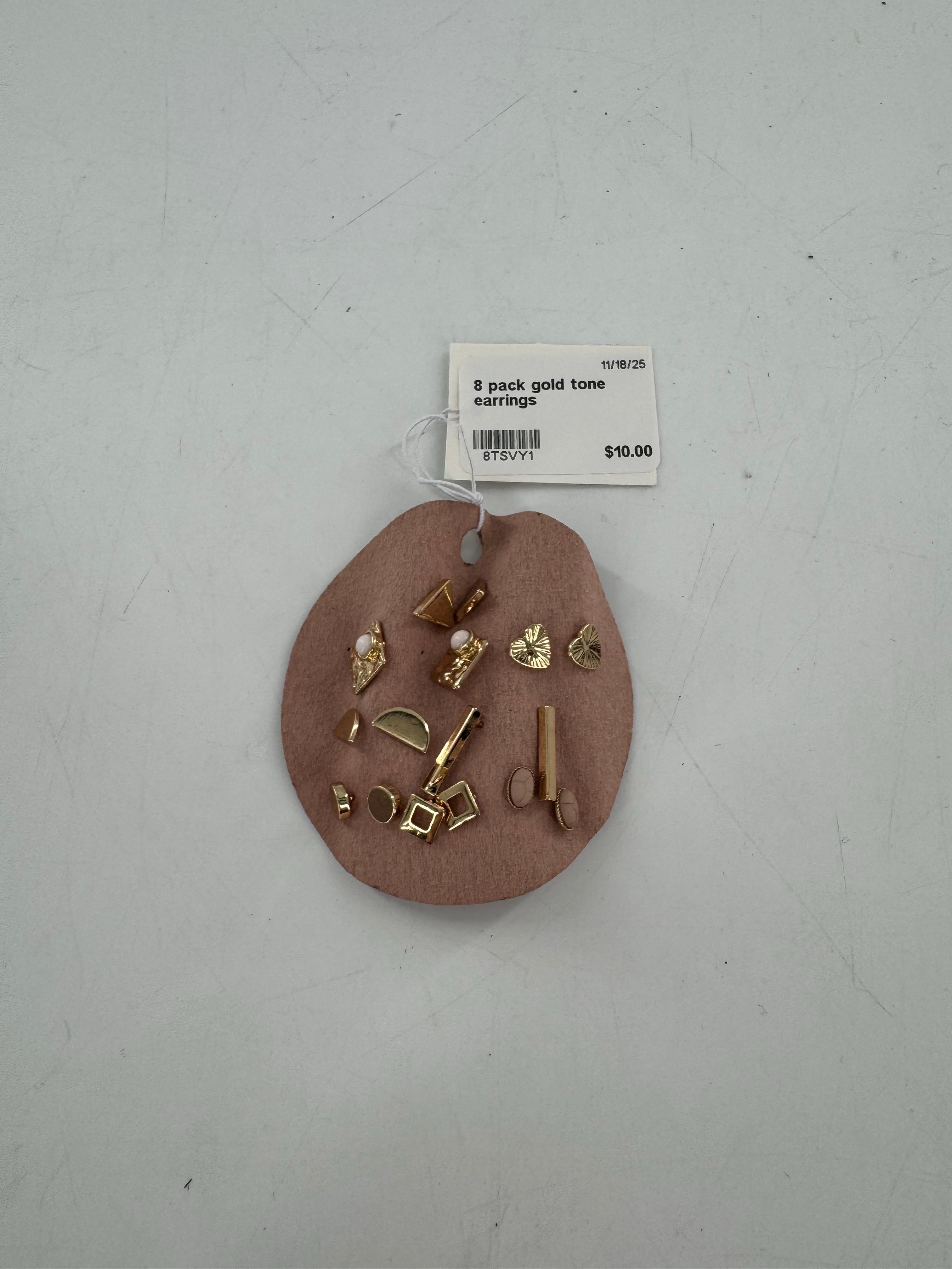 8 pack gold tone earrings