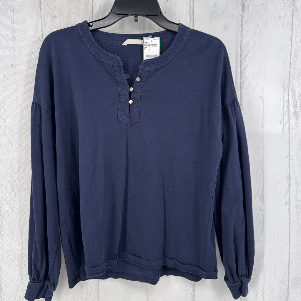 M quarter button down l/s top