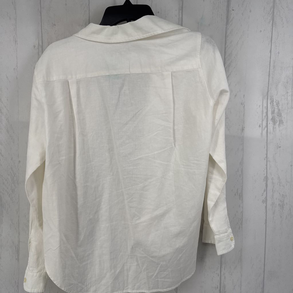 MP linen blend button down l/s top