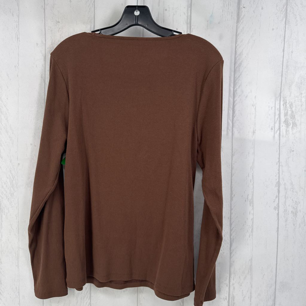 XL ribbed scoop neck l/s top