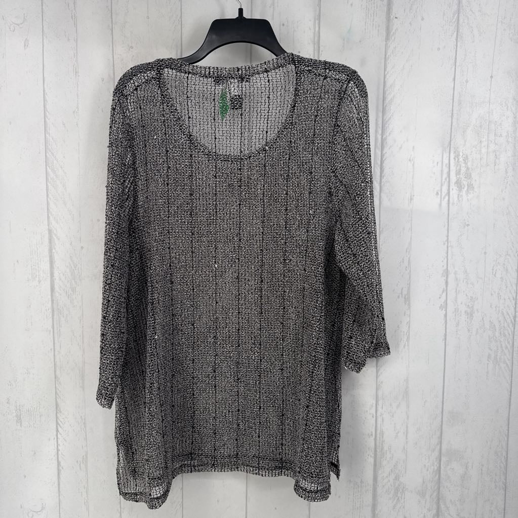 1X crochet sequin 3/4 slv sweater