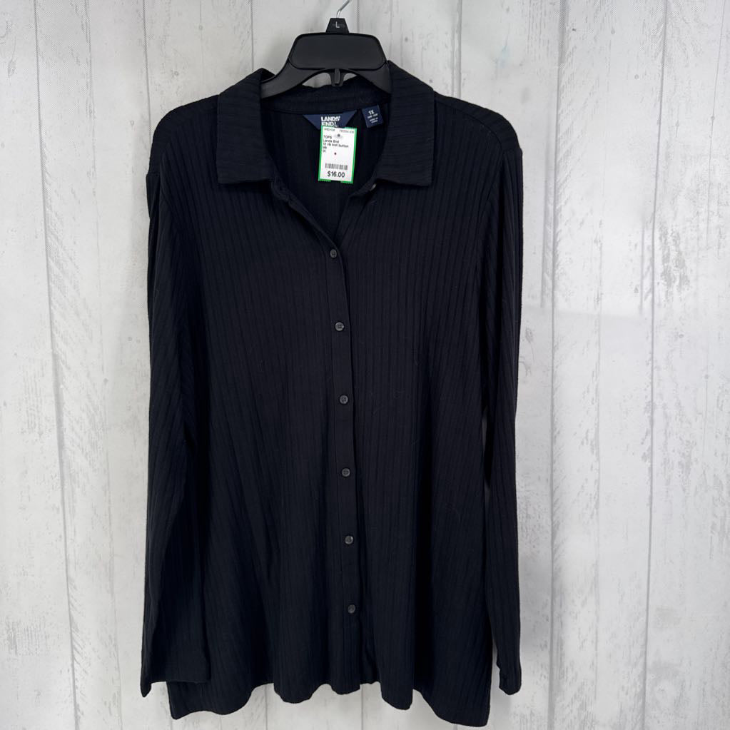 1X rib knit button down l/s top