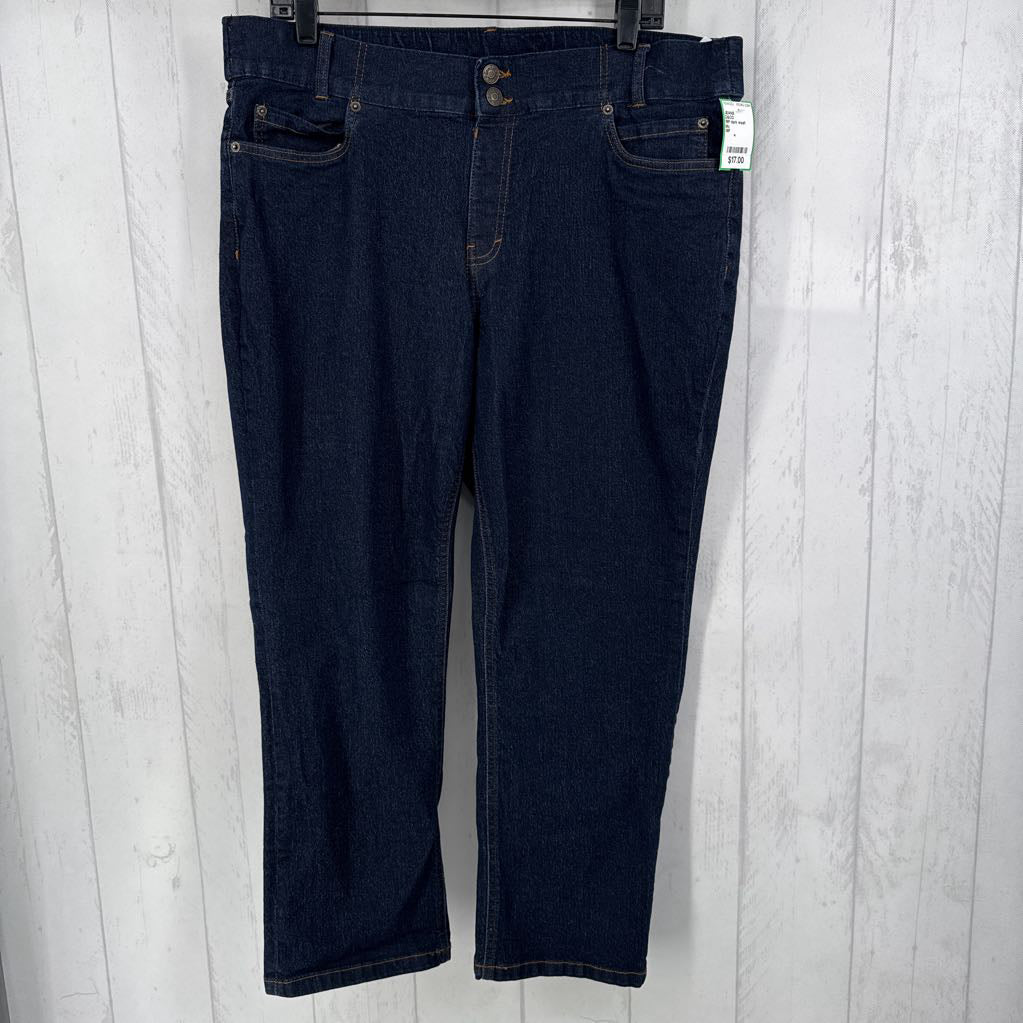 16P dark wash straight leg jean