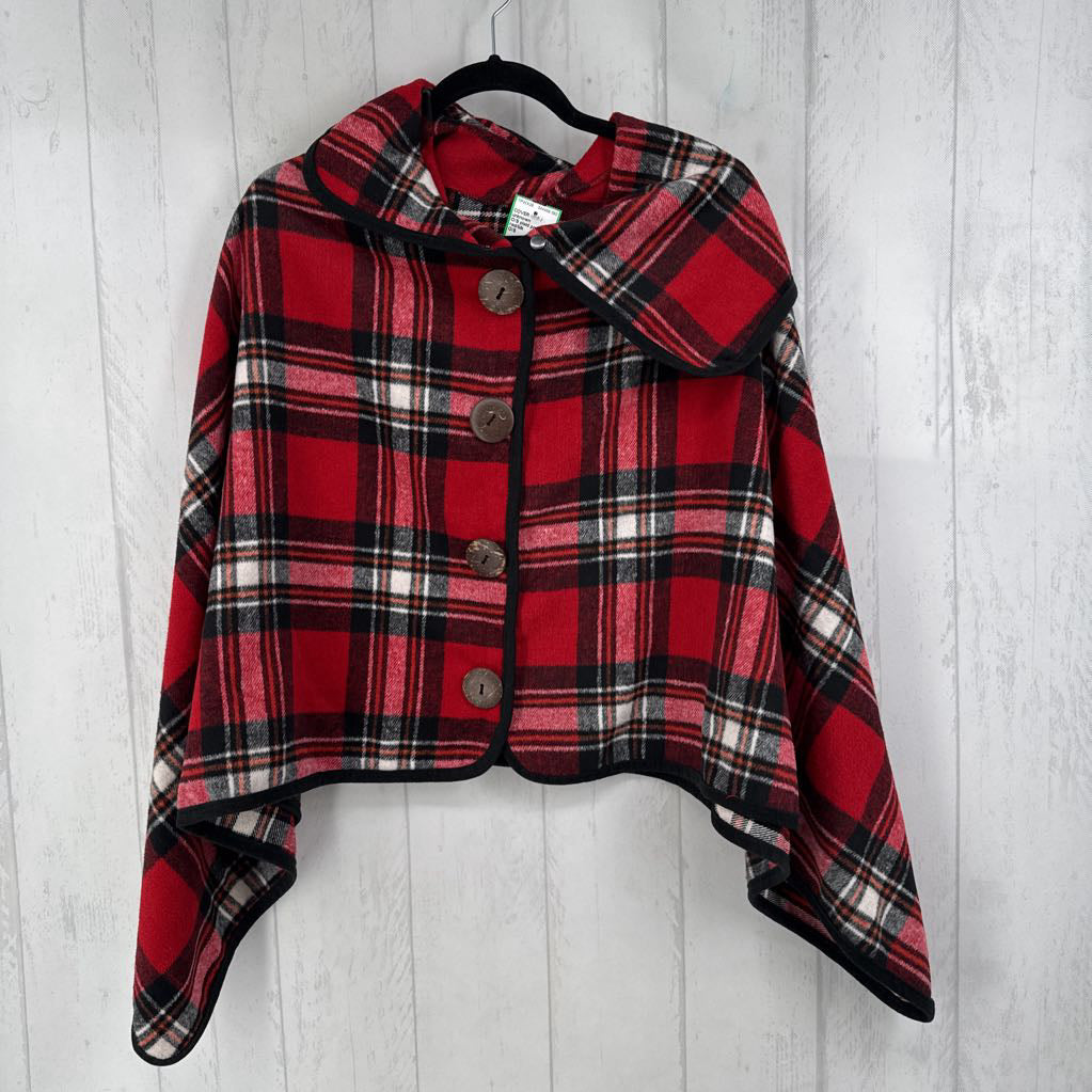O/S plaid poncho
