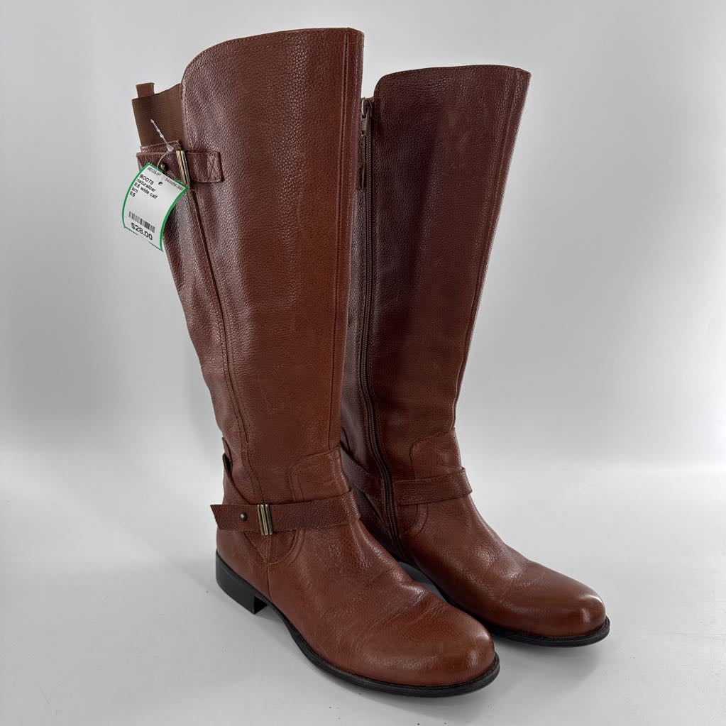 8.5 wide calf leather riding boots