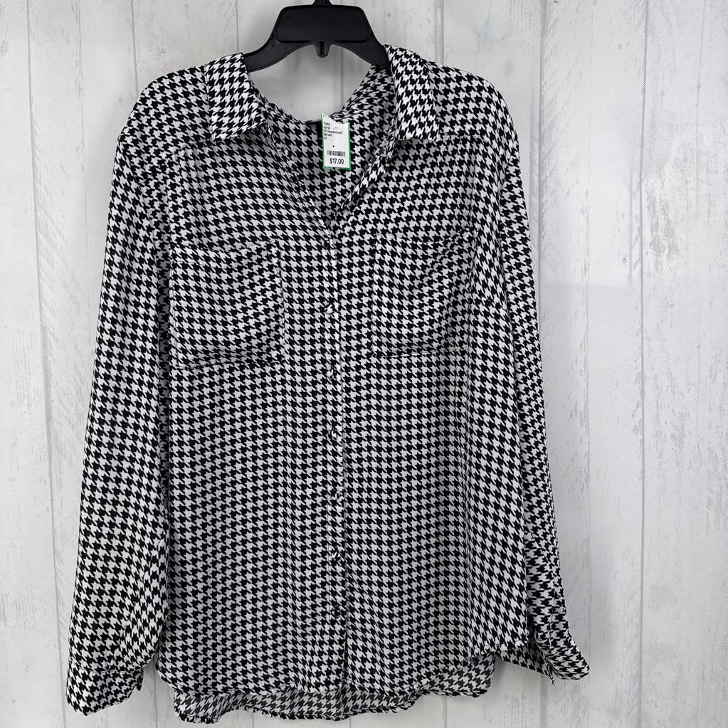 3X houndstooth button down l/s top