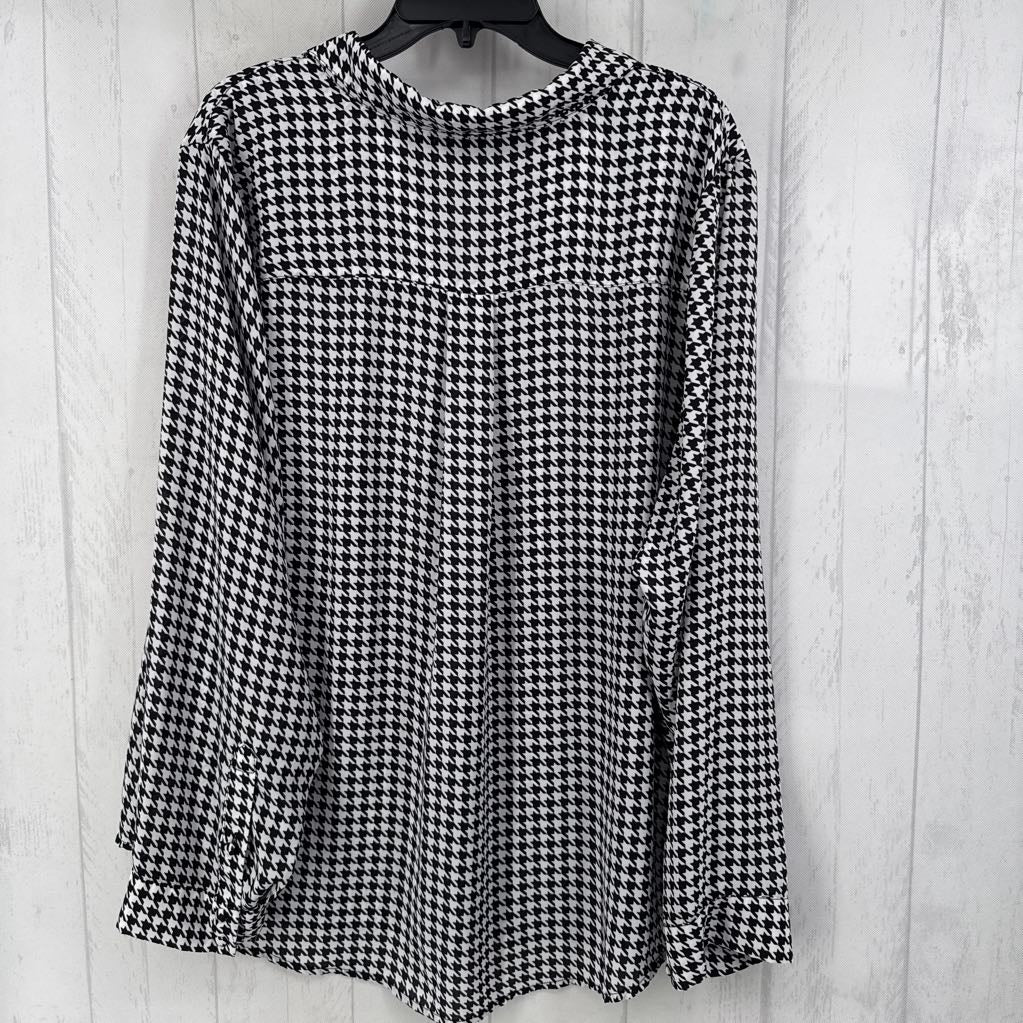 3X houndstooth button down l/s top