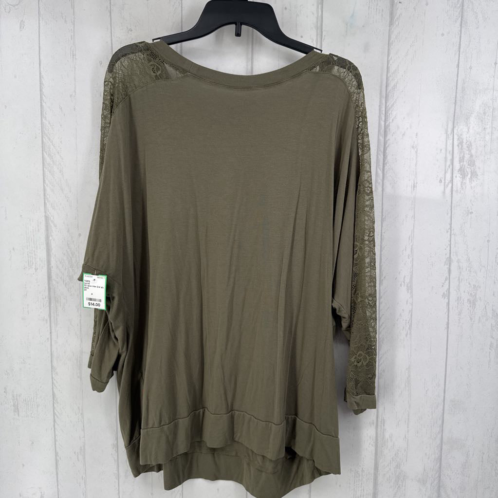 2X lace trim 3/4 slv top