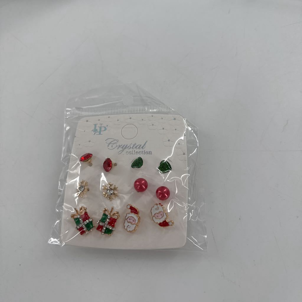 6 Pr christmas earing pack-santa/presents