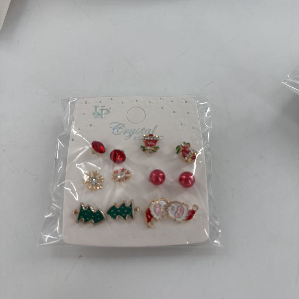6 Pr christmas earing pack-santa/christmas trees