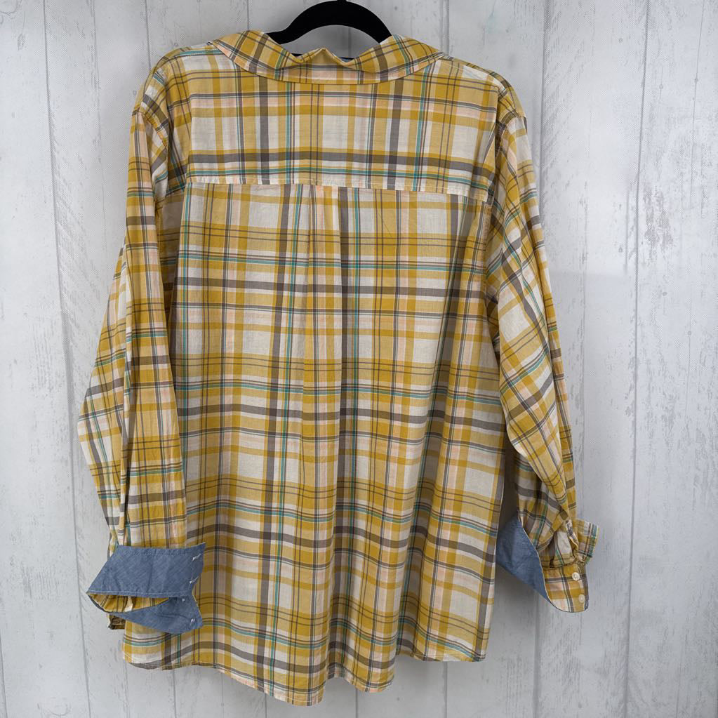 3X plaid button down l/s top