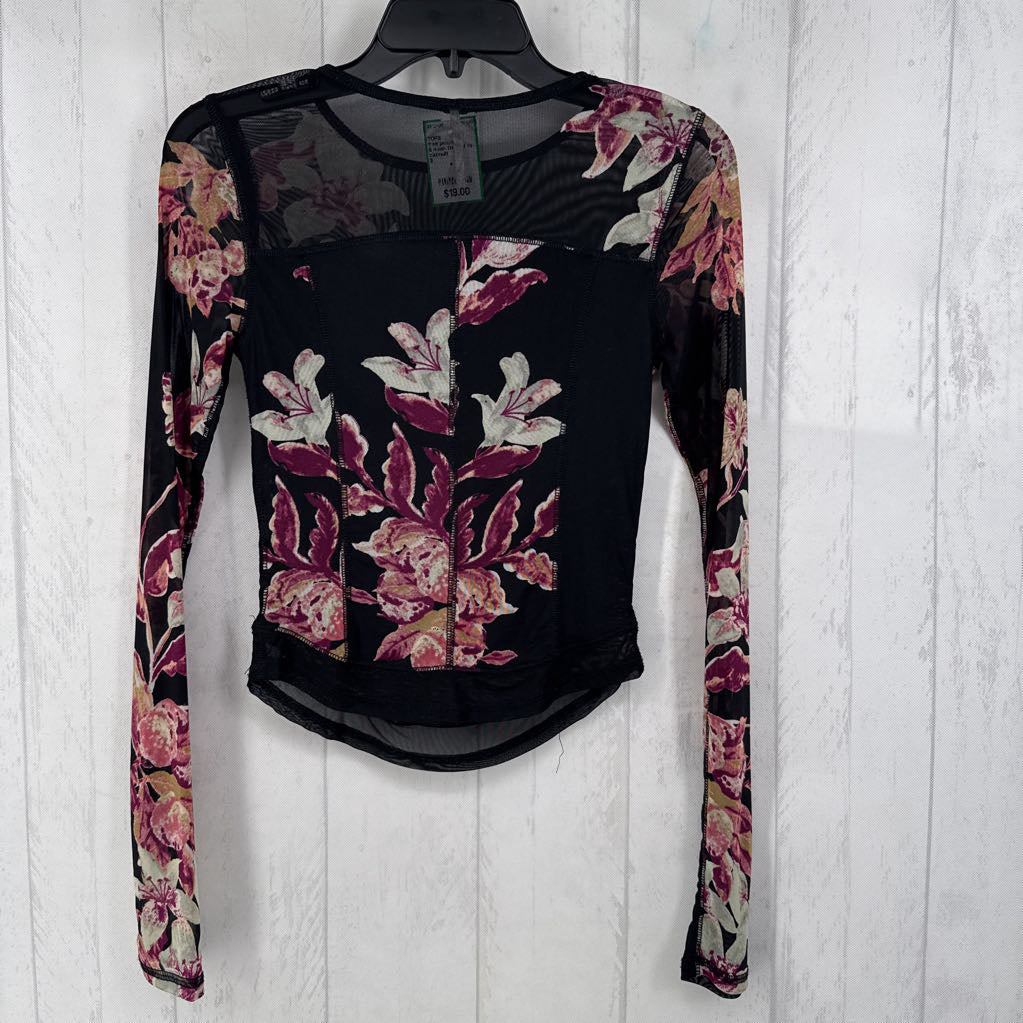 S mesh flo print l/s top