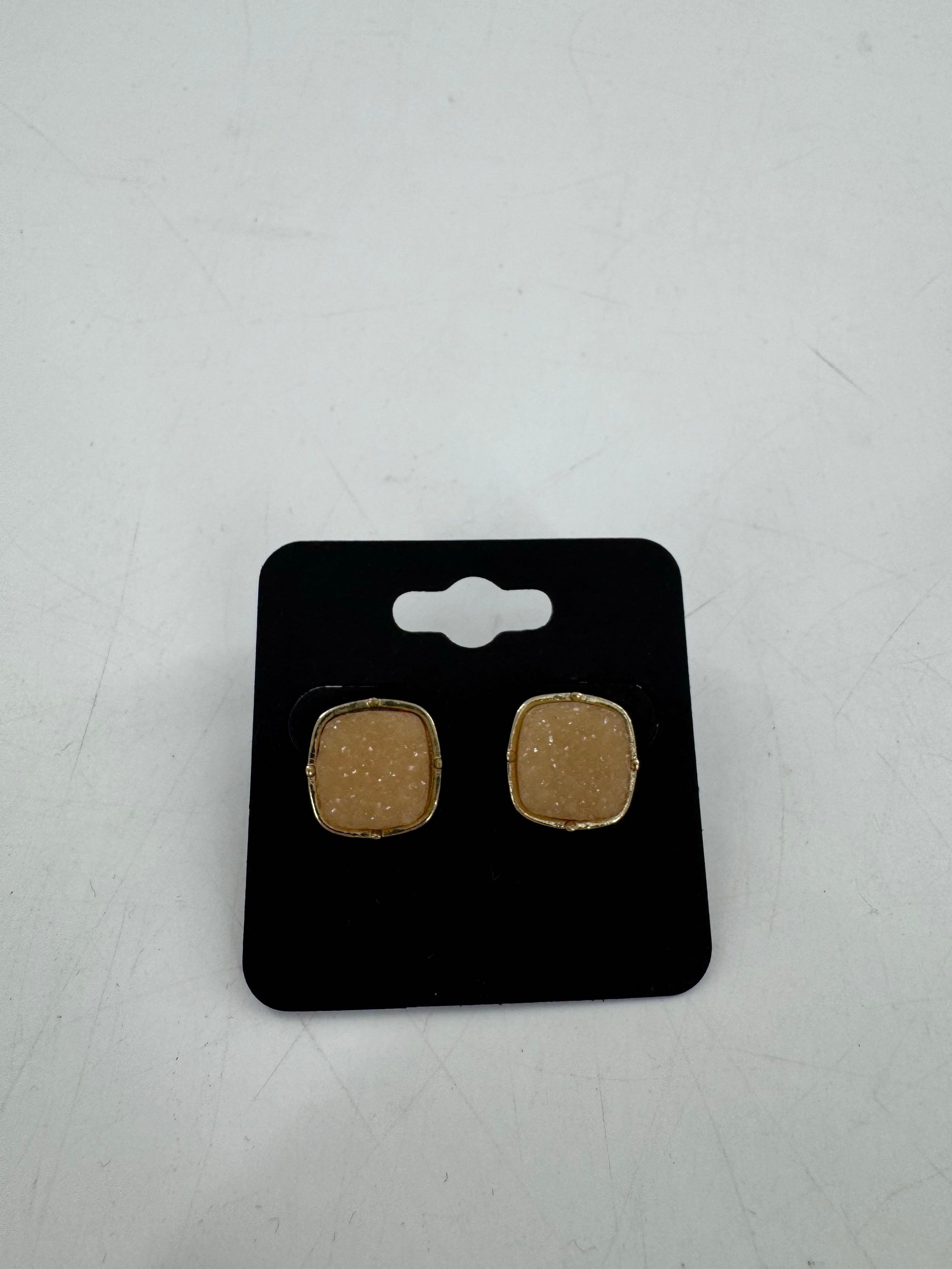 gold tone square agate earrings