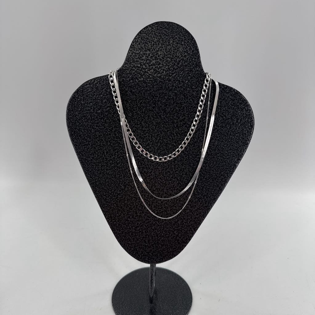 10" silver tone multi-chain necklace