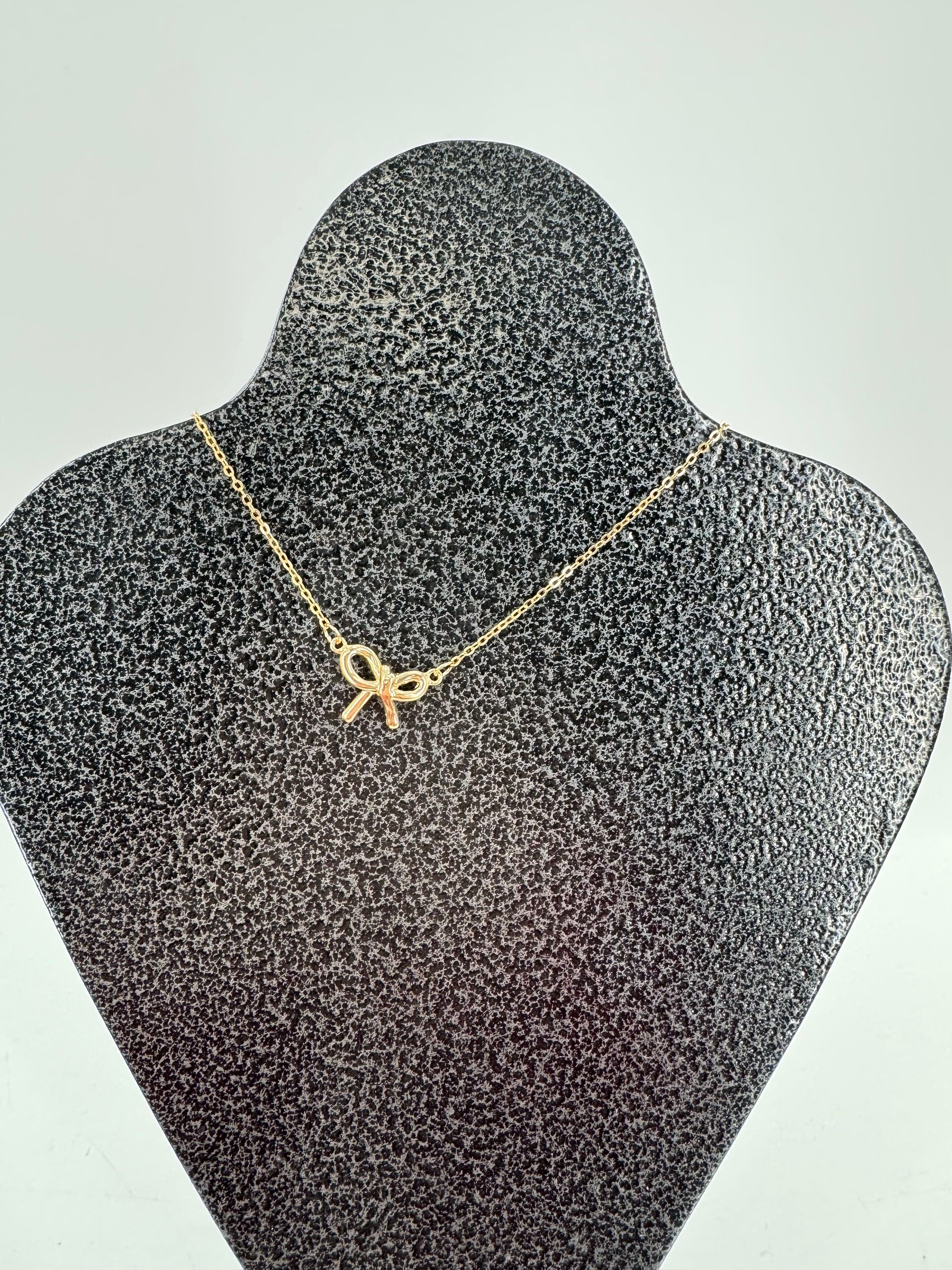 gold bow necklace & earring set