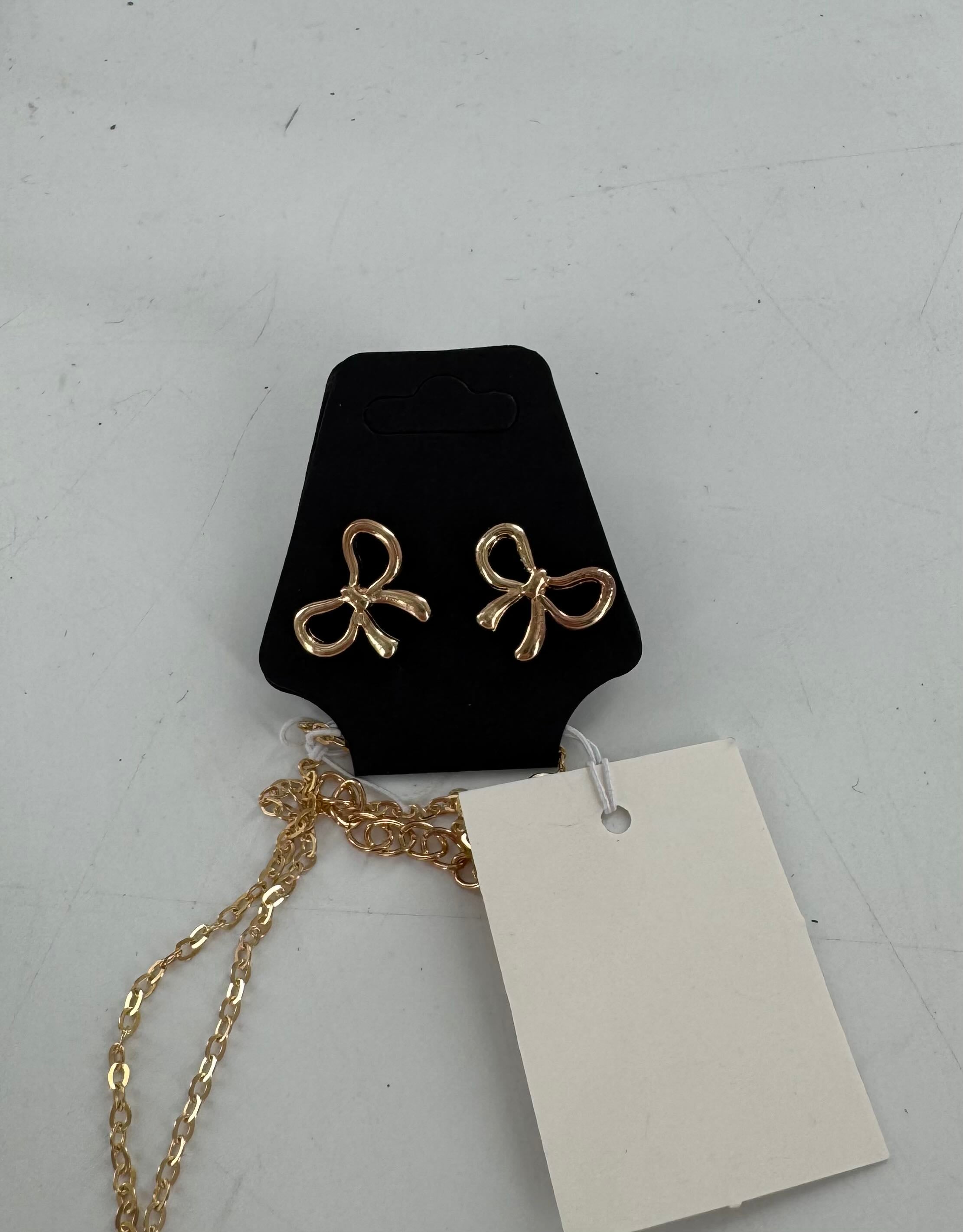 gold bow necklace & earring set