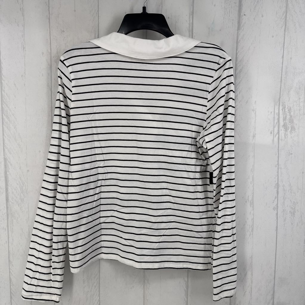 L l/s stripe collar top