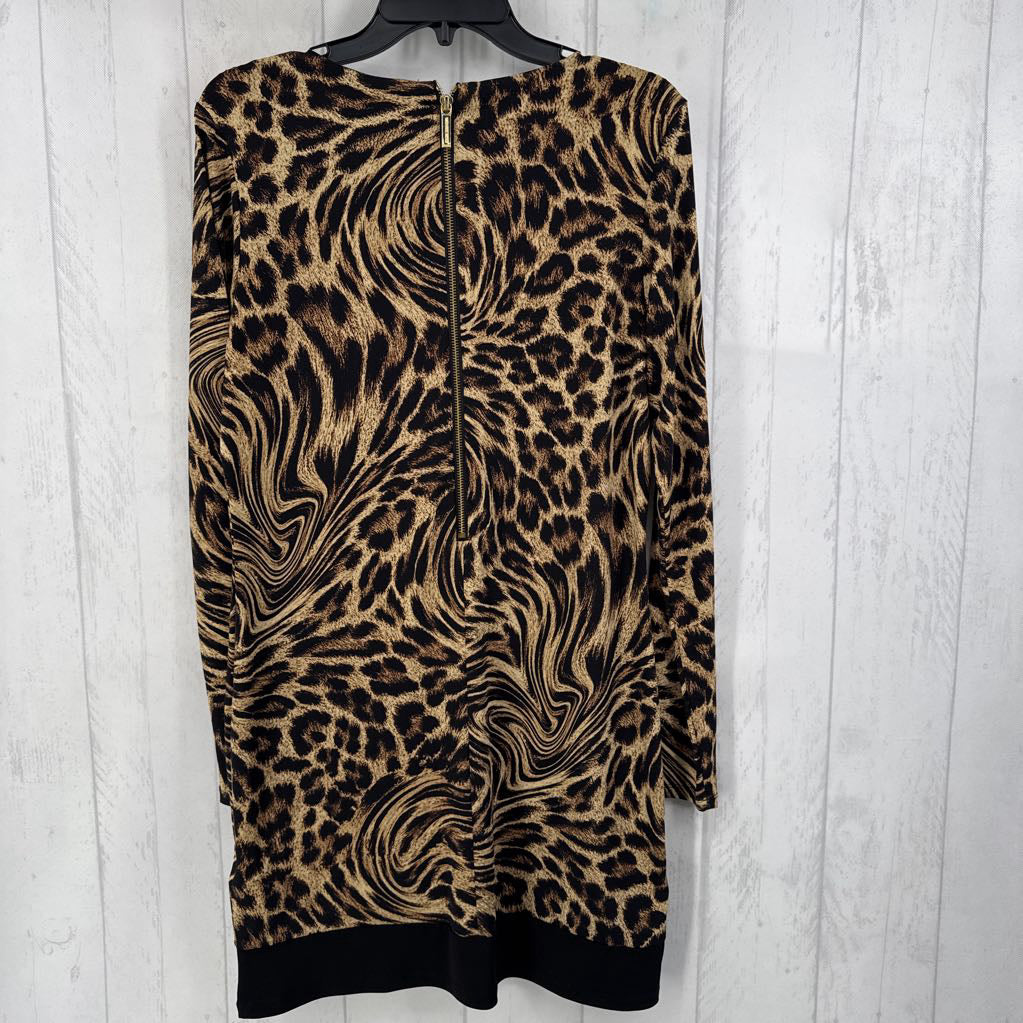 M l/s animal print dress