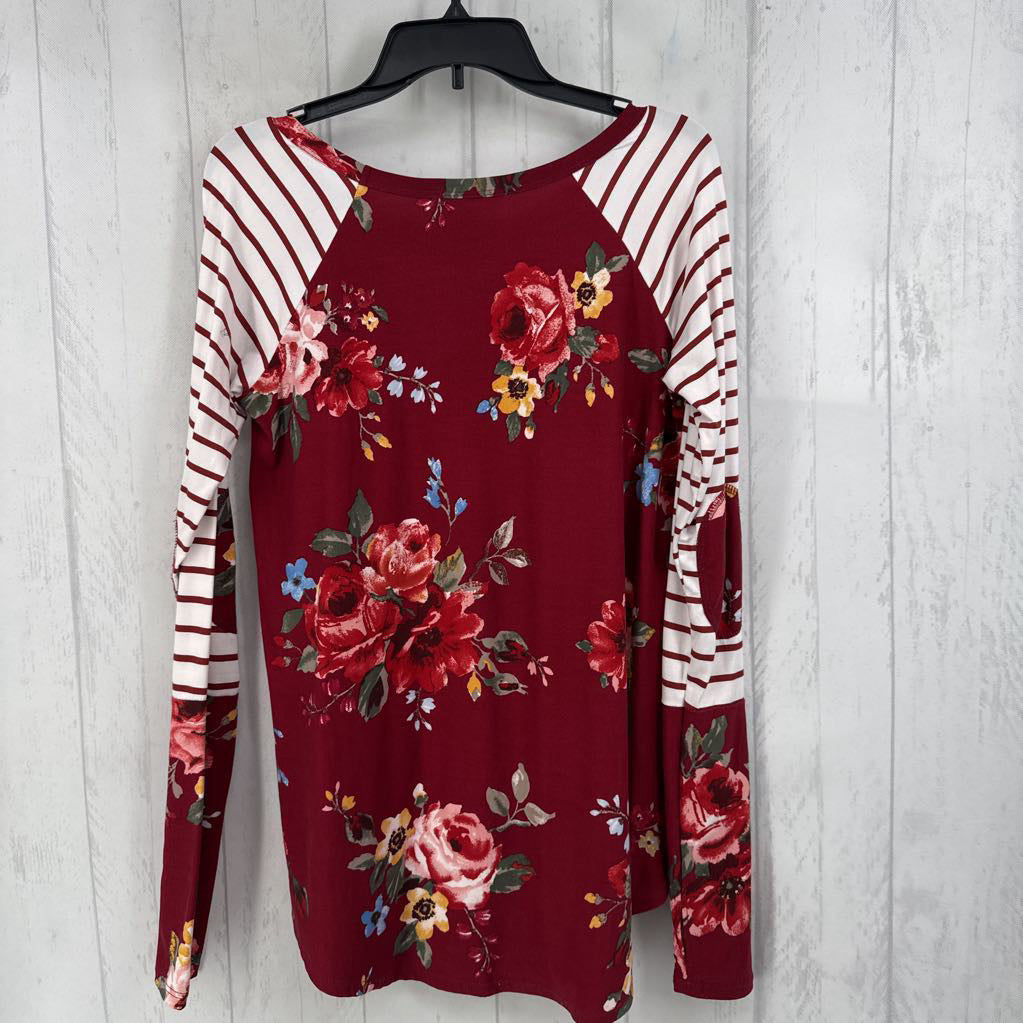 M stripe slv floral top