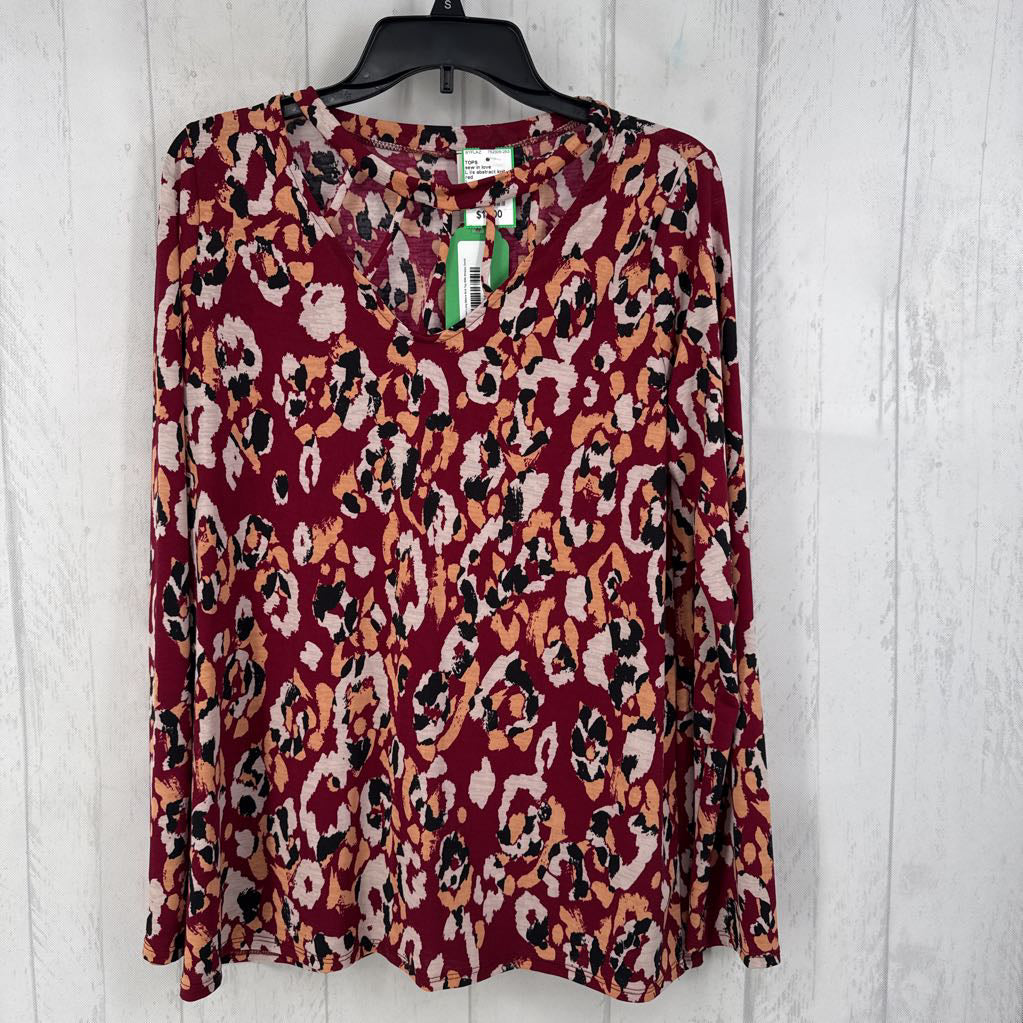 L l/s abstract knit top w/ strappy detail