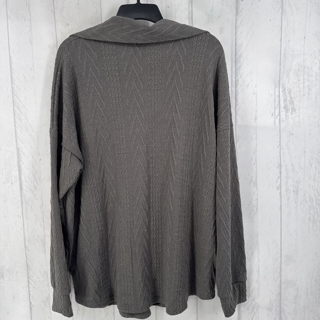 L cable knit l/s shacket