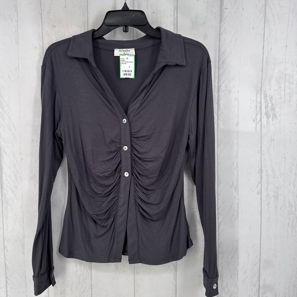 L l/s ruched button shirt