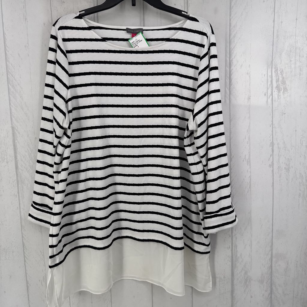 1x cuff slv stripe top