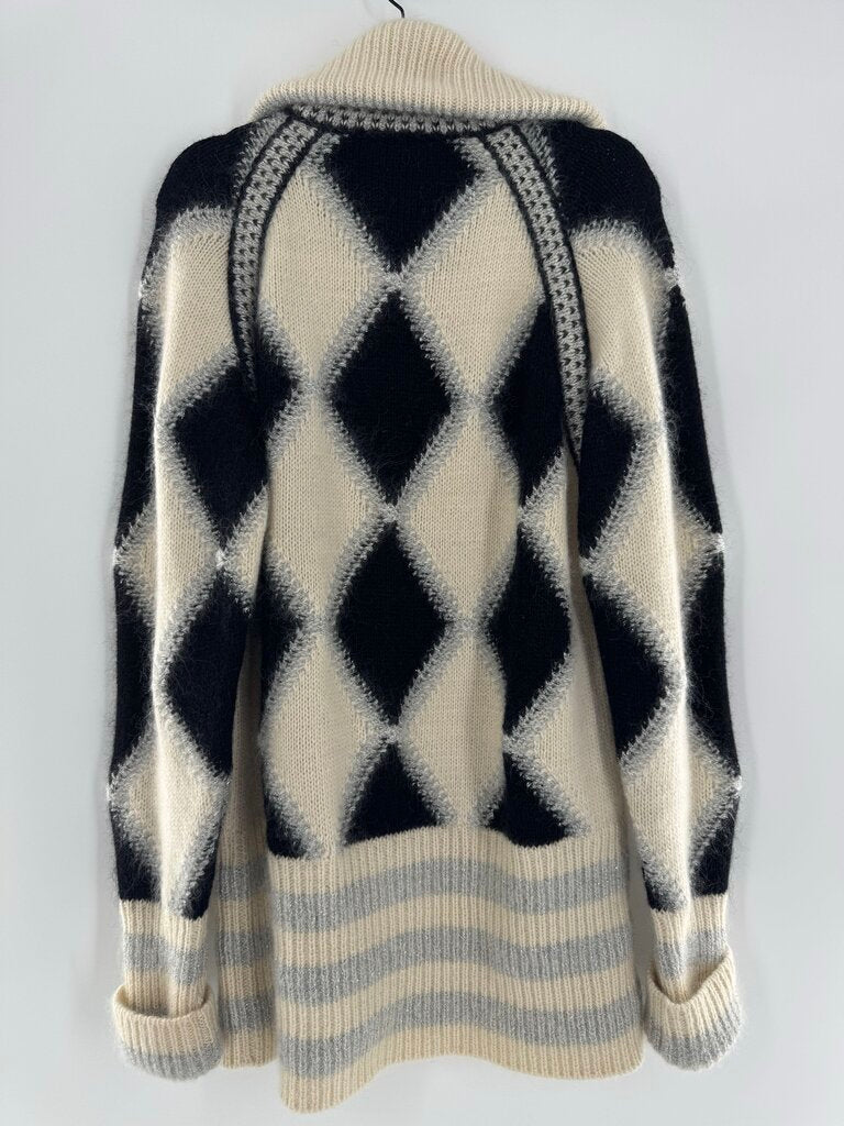 Chanel Argyle Button-Front Sweater (Size 40-MED)