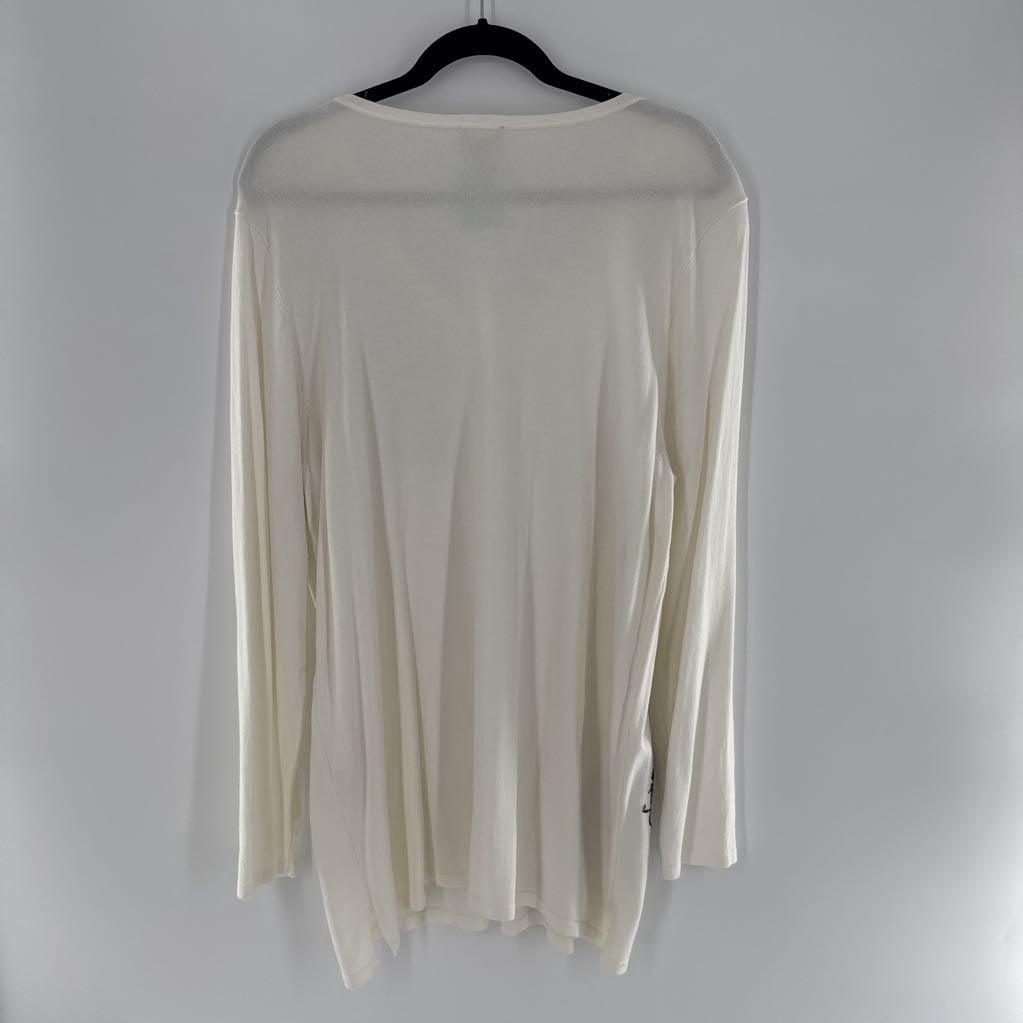 XL embelished v-neck l/s top